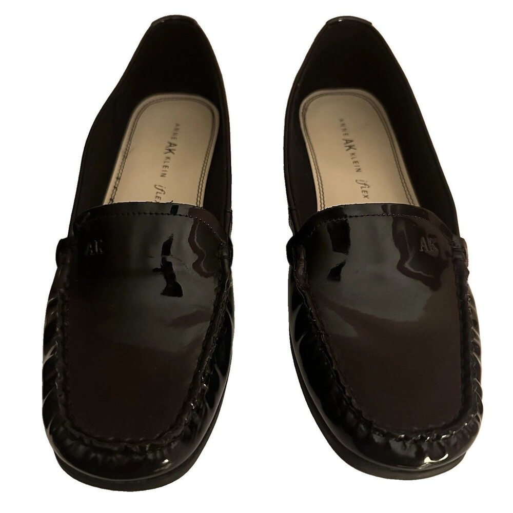 Anne Klein Womens 10 M Vama Black Patent Leather Loafers iFlex Slip-on